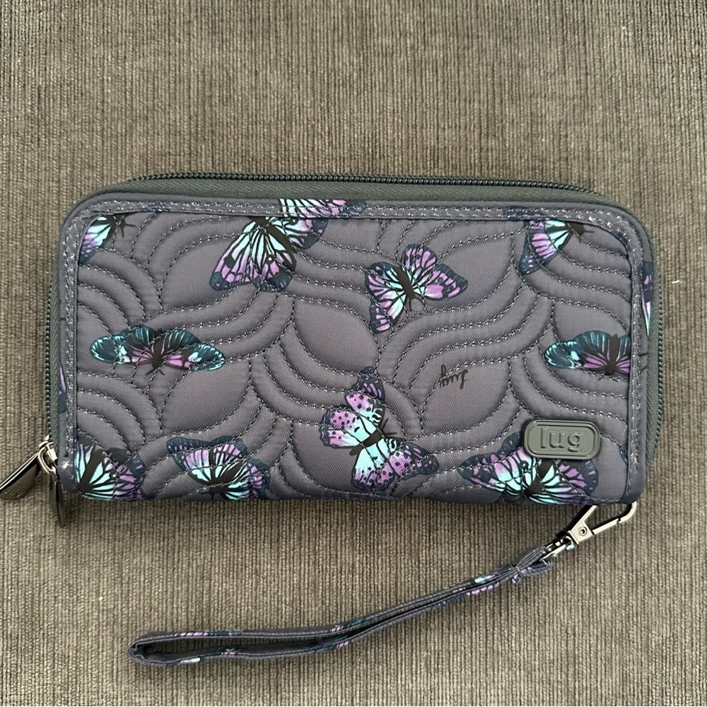 Lug Gray Butterfly Splits XL Wristlet Wallet